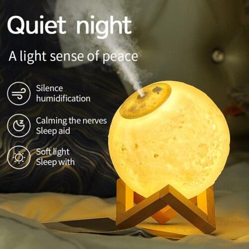 1500ML Ultrasonic Moon Air Humidifier Aroma Essential Oil Diffuser LED Night Lamp USB Mist Maker Humidificador Christmas Gift