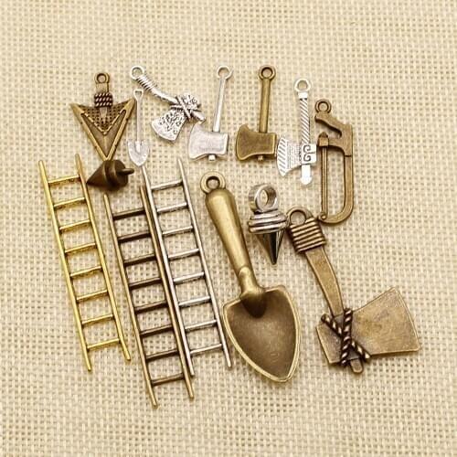 Vintage 4pcs Axe Etc Charm Pendants Diy Jewelry For Necklace Bracelet Craft Findings