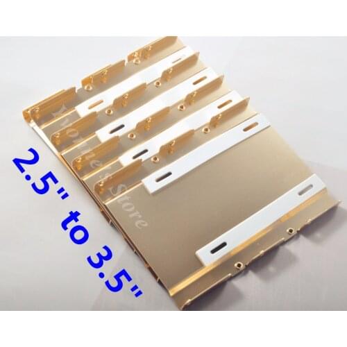 High Quality Aluminum Gold 2.5" SSD to 3.5" SATA Adapter HDD Tray Converter SAS HDD Bracket Bay Caddy with shock-absorbing EVA