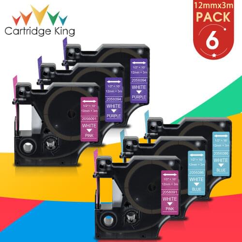 6PK Multicolor Glitter D1 Labels Ribbon 2056094 2056091 2056086 Labeling Tape Compatible DYMO Label Manager 420P 160 210D 360D