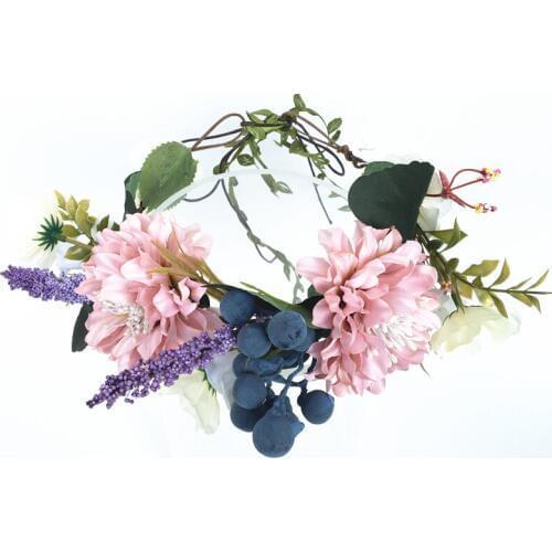 Women Girl Hair Accessories Headband Festival Berry Fruit Flower Crown Wreath Decoration For Hair Wedding Party Bride Headwear