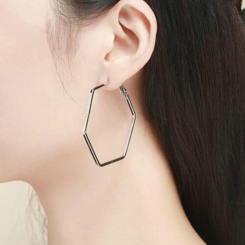 Statement Earring Hollow Geometric Polygon Hexagon Big Drop Earrings For Women Punk Party Jewelry Gift Simple Brincos