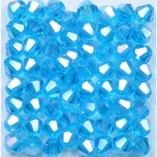 Lake Blue AB 4mm Austrian Bicone Crystal Beads for Jewelry Making DIY Accessories Women Charm Faceted Spacer Glass Beads