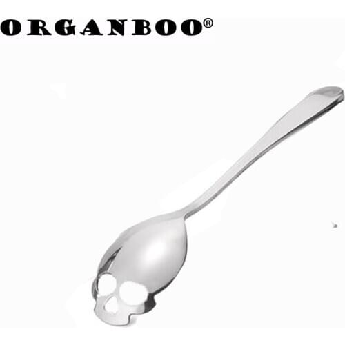 ORGANBOO 1PC Stainless Coffee Spoon Skull Shape Spoon Sugar Dessert Tea Spoon Kitchen Cooking Accessories