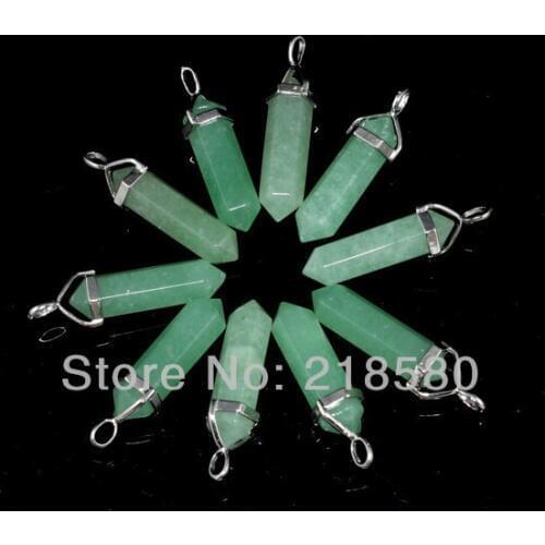 H-PP04 10pcs Green Aventurine Healing Crystal Point Pendant
