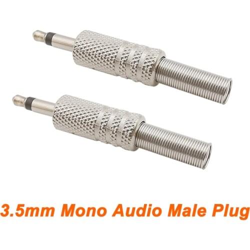 2Pcs/Lot Metal 3.5mm 1/8" Mono Male Plug Connector 3.5MM Nickel Single Audio Male Plug Welding Plug Earphone Jack Cable Adapter