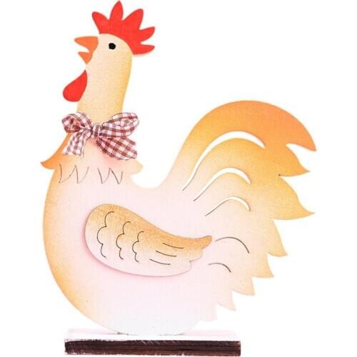 2021 Home Wood Rooster Ornament Reusable Decoration Chicken Shaped Easter Rooster Hen Figurines Gift Craft Artificial Display Mo