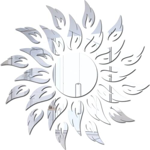 JM489 Sunflower Flower Room Decoration 3D Three-dimensional Removable Self Adhesive Acrylic Mirror Wall Sticker