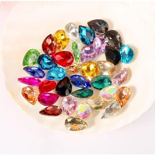 5-50 pcs Wholesale Multicolor Water drop Nail Rhinestones Crystal Glass Stones For DIY Nail Art Clothing Decoration