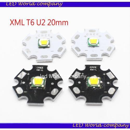 5PCS CREE XML XM-L T6 LED T6 U2 10W WHITE Warm White High Power LED Chip Emitter with 20mm PCB for DIY