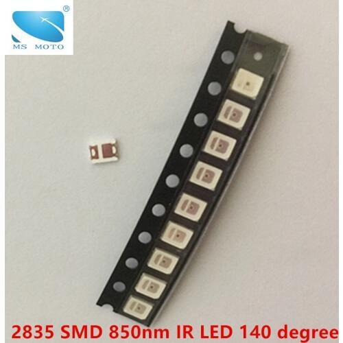 5PCS/lot 0.5W SMD 850nm Infrared LED IR LED 20mil chips 2835 Surface Mounted Devices 140 degree angle For Security camera