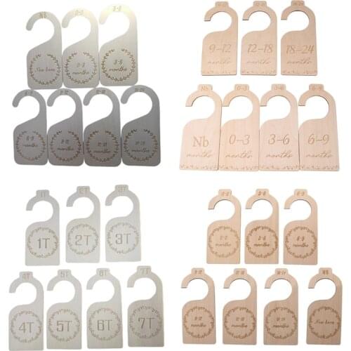 7 Pcs Baby Closet Size Divider Wooden Baby Closet Organizers from Newborn Infant to 24 Months for Home Nursery Baby Clothes G2AE