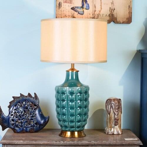 American Export Blue Ceramic Table Lamp Study Room Living Room Bedroom Room Bedside Lamp Modern Minimalist Decorative Table
