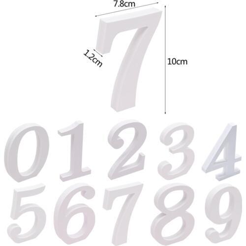 White Wooden Wall Sticker 3D Digital Numbers Wall Stickers Wedding Birthday Party Wall Deco DIY Home Room Sticker Table Ornament