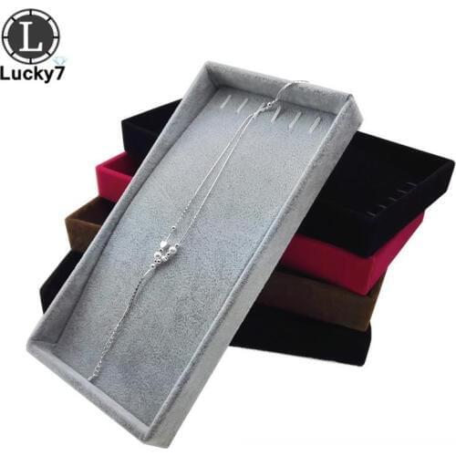 Free Shipping Portable Velvet Jewelry Necklace Display Tray for Pendant Chain Storage Box 11*22cm Jewellery Colliers Organizer