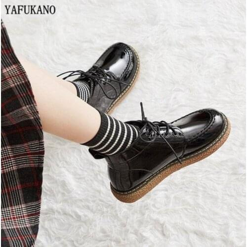 Literary Retro Thick-Sole Martin Boots Autumn New Japanese British College Style Lace-Up Short Boots Mori Girl Ankle Boots Matte