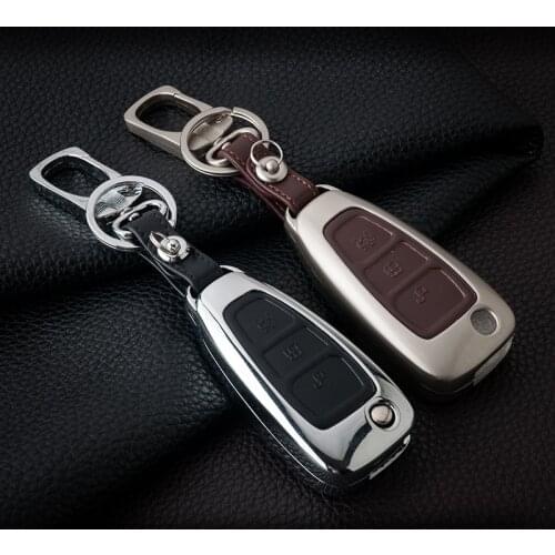 Zinc alloy+Leather Car Remote Key Cover Case For Ford Focus 2 3 4 ST Mondeo MK3 MK4 Fiesta Fusion Kuga 2013 2014 2015 2017 2018