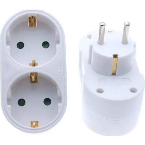 European Type Conversion Socket 1 To 2 Way German Standard Power Adapter Socket 16A Travel Plugs 3500W AC 110~250V