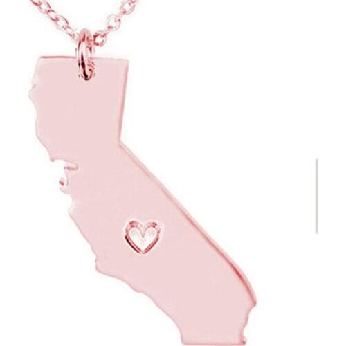 European and American style, California map necklace stainless steel pendant necklace