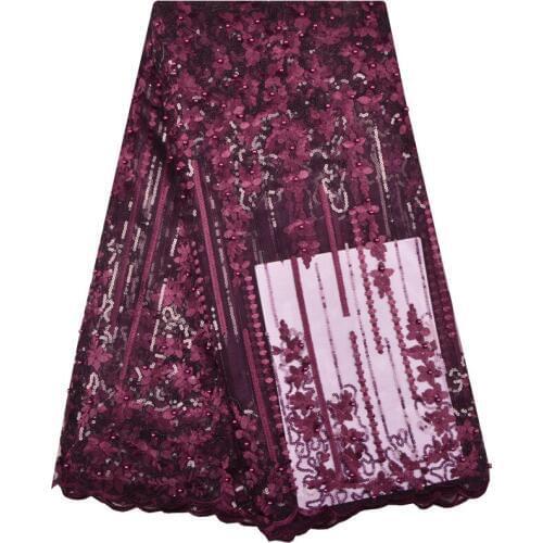 Factory Price Sequins Lace Fabric High Quality Embroidered Lace Fabric Flower African Beaded Lace Fabric For Nigerian F1245