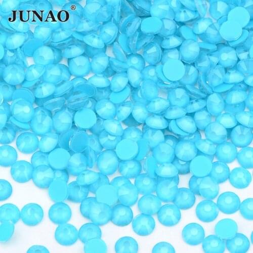 JUNAO SS6 SS16 SS20 SS30 Mocca Aquamarine Glass Crystal Flatback Rhinestone Round Strass Applique Non Hot Fix Stones DIY Crafts