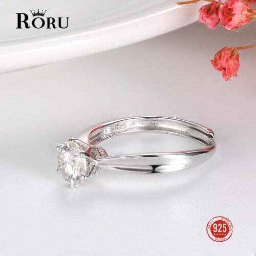 Classic 925 Sterling Silver Moissanite Open Adjustable Finger Rings for Women Fine Jewelry Engagement Wedding Rings