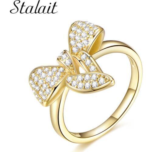 2018 Cute Butterfly Bow-knot Zircon Stones Rings For Women Girls Jewelry Anillos Mujer Aneis Femininos Bague Femme Joias
