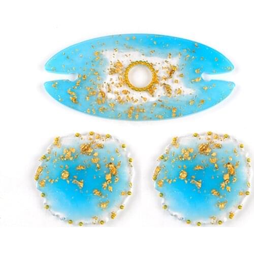 3pcs Epoxy Coaster Resin mold DIY Shiny Resin Large Irregular Cup Mat Mold Wine Tray Mould Glass Holder Molds