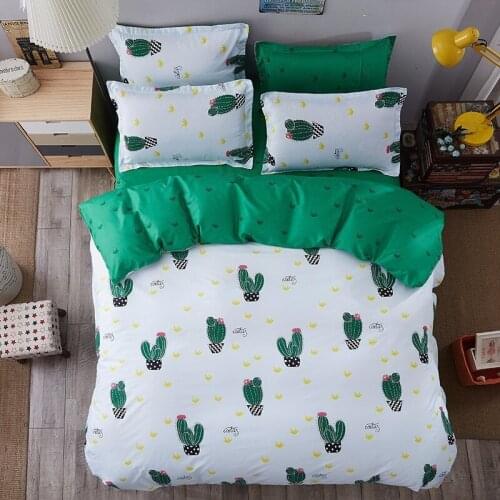 Green Cactus Sheet Pillowcase Duvet Cover Set New Pastoral Bedding Set Modern Bed Linen Autumn Bedclothes 3/4pcs /set Kids Set