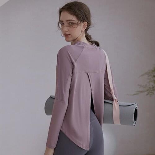 Yoga Crop Top Fitness Suit Womens Net Red Long Sleeve Loose Quick Dry Running Sports Blouse Autumn Winter Mujer Camisetas