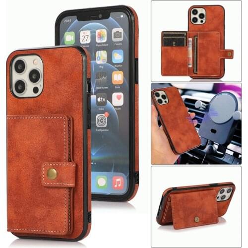 Magnetic Car Holder Phone Case for iPhone XS 12 13 Detachable Leather Card Slot Phone Cover for iPhone XR 11 12 13 Pro MAX Cover