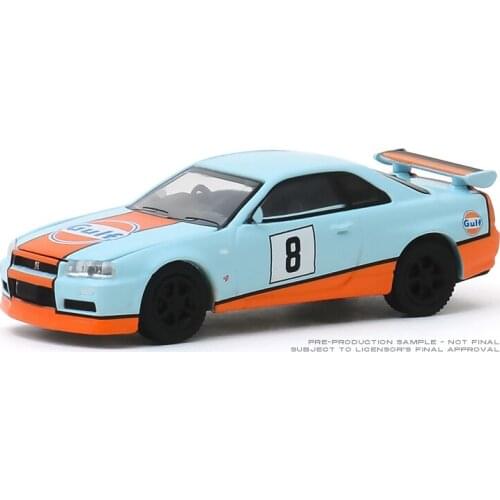 GreenLight Car 1/64 2001 Nissanss Skyline gulf GT-R Collection Metal Die-cast Simulation Model Cars Toys