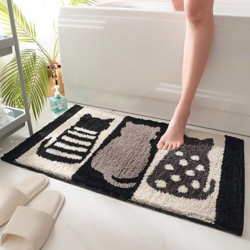 Cartoon Cat Lion Animal Flocking Floor Mat Door Household Bathroom Non-slip Mat Bedroom Kitchen Absorbent Door Mat 50x80cm
