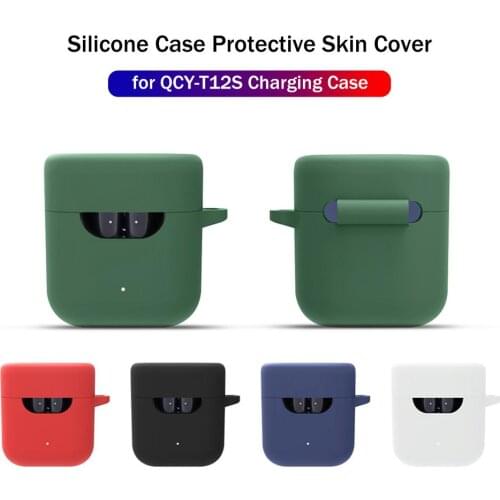 NEW Silicone Case Protective Cover For QCY-T12S Bluetooth Earphone Shockproof Protector Shell Charging Box With Anti Lost Buckle
