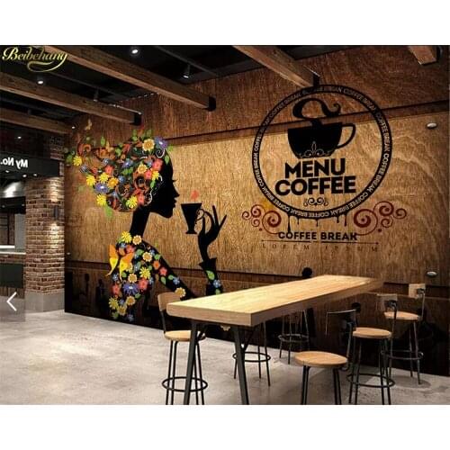 Beibehang Custom wallpaper mural retro nostalgic coffee beauty tooling wall papel de parede 3d wallpapers for living room