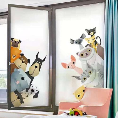Happy family Window Film Static Cling Stained Self-Adhesive Glass Film Transfer Vinyl Glass Stickers Shower Door Film No Glue