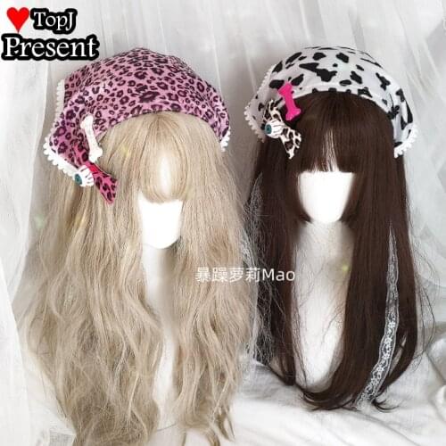 Japanese Millennium lady girl triangle scarf headband Harajuku hairband Tuku girl headband trendy hip hop cosplay sweet Lolita