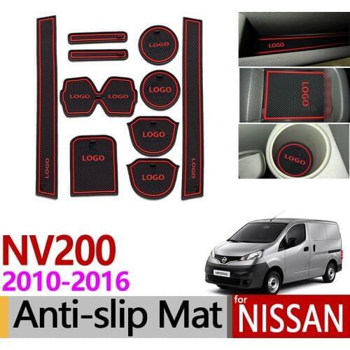 For Nissan NV200 Evalia Vanette Anti-Slip Rubber Cup Cushion Door Groove Mat Accessories for Chevrolet City Express 2010~2016