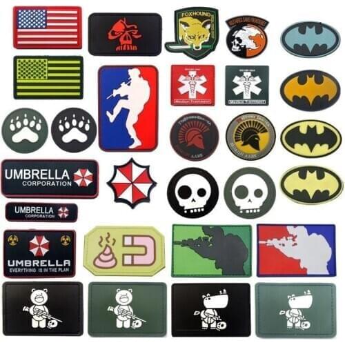 PVC Patch Flag MLD Sniper Foxhound Umbrella Peace World Airforce Navy Seal Spartan Military Patch Tactical Badge Airsoft Patches