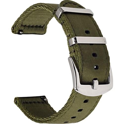 BEAFIRY Nylon Watch Band 18mm 20mm 22mm 24mm Breathable Woven Lightweight Canvas Watch Straps Watchbands Sports black green