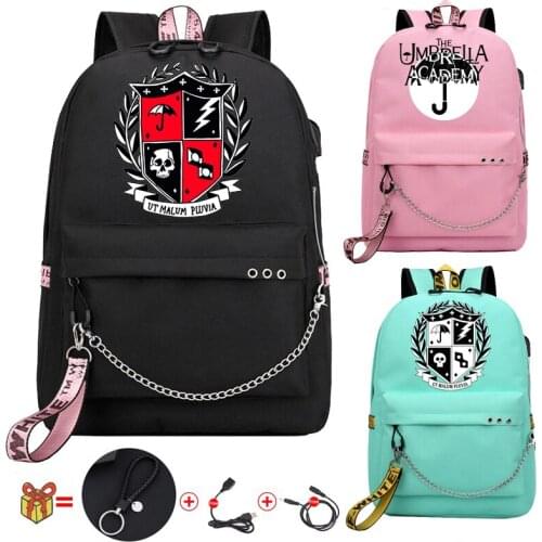 Sac A Dos The Umbrella Academy Schoolbag Backpack Zipper Bookbag USB Charging Backpack School Bags for Teenage Girls Softback