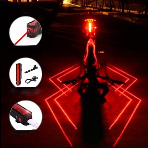 Folding Laser LED Bike Light Front Rear Safety Warning Bicycle Light USB Rechargeable Tail Rear Light Waterproof Cycling Lamp