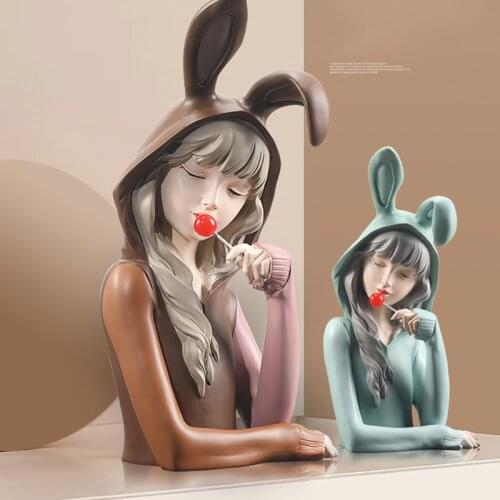 Modern lollipop girl resin statue decoration crafts living room TV cabinet desktop statuette birthday gift home decoration