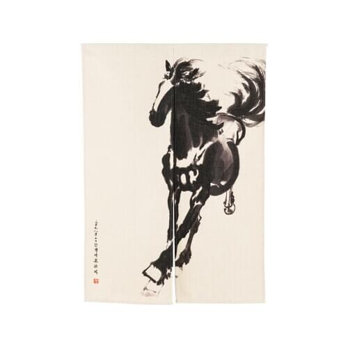 Xu Beihong ink horse painting curtain cloth art study Chinese wind door curtain porch blinds sitting living room decoration