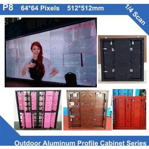 TEEHO 6pcs/lot P8 Outdoor led display panel aluminum profile Cabinet 512mm*512mm 64*64 dots rentalslim screen led video wall