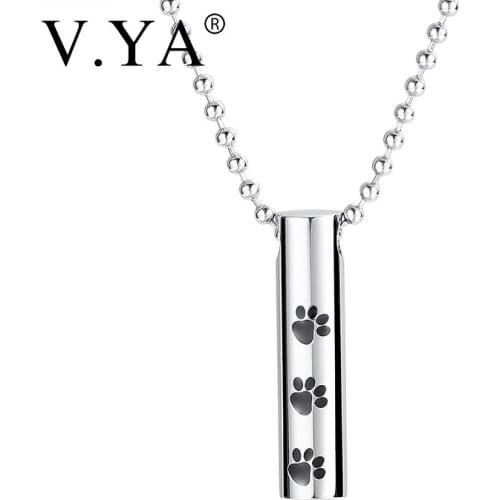 V.YA Engraved name Perfume bottle necklace Stainless steel round tube commemorative necklaces for men women pendant accessories