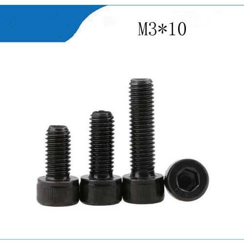 M3 screws stainless nails,bolts 100pcs M3x10 Black Stainless Screw Bolt Hex Socket Cap Head Set Screw