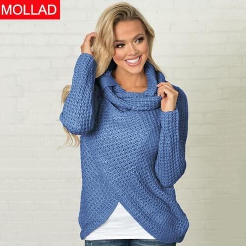 Women Pullover Collar Criss-Cross Sweater High Street Casual Sweaters