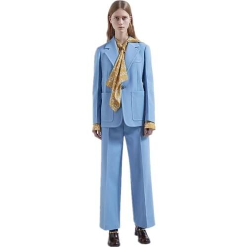 Lake Blue Professional Business Work Wear Elegant Pants Suits For Office Ladies Autumn Winter Female Office Uniform Custom Made