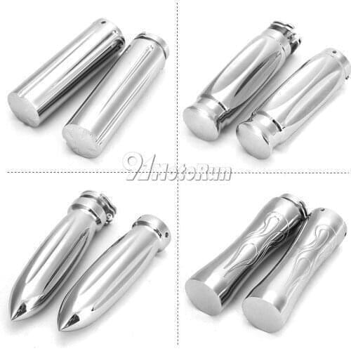 1 Pair Motorcycle Billet Chrome Hand Bar Grips For Suzuki Boulevard M109R M50 M90 M95 C109R C50 C90 Intruder VL 700 1400 1500